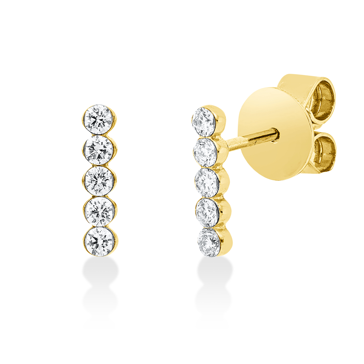 diamond full cut modern woman studs in yellow gold