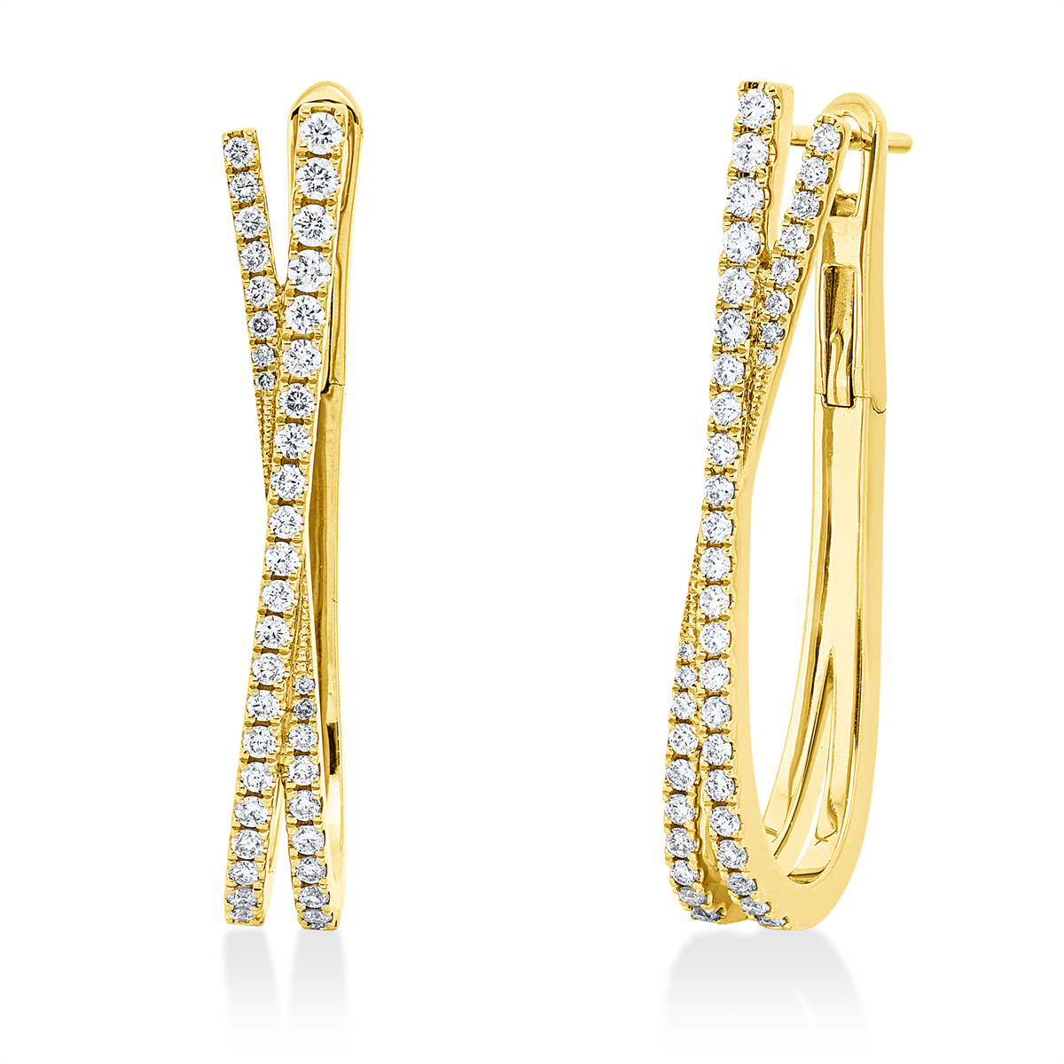 diamond full cut modern woman hoops & huggies in yellow gold