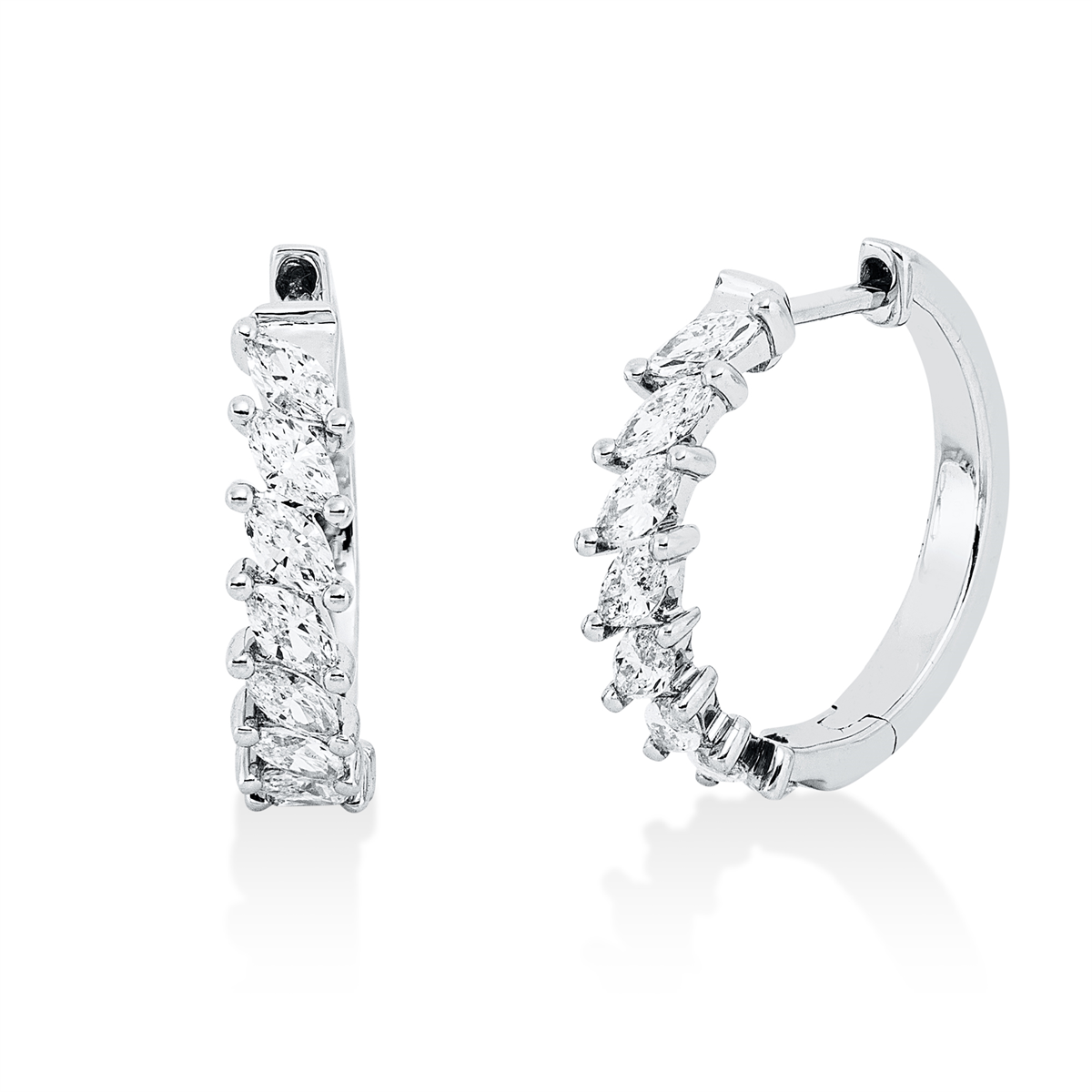 marquise modern woman hoops & huggies in white gold