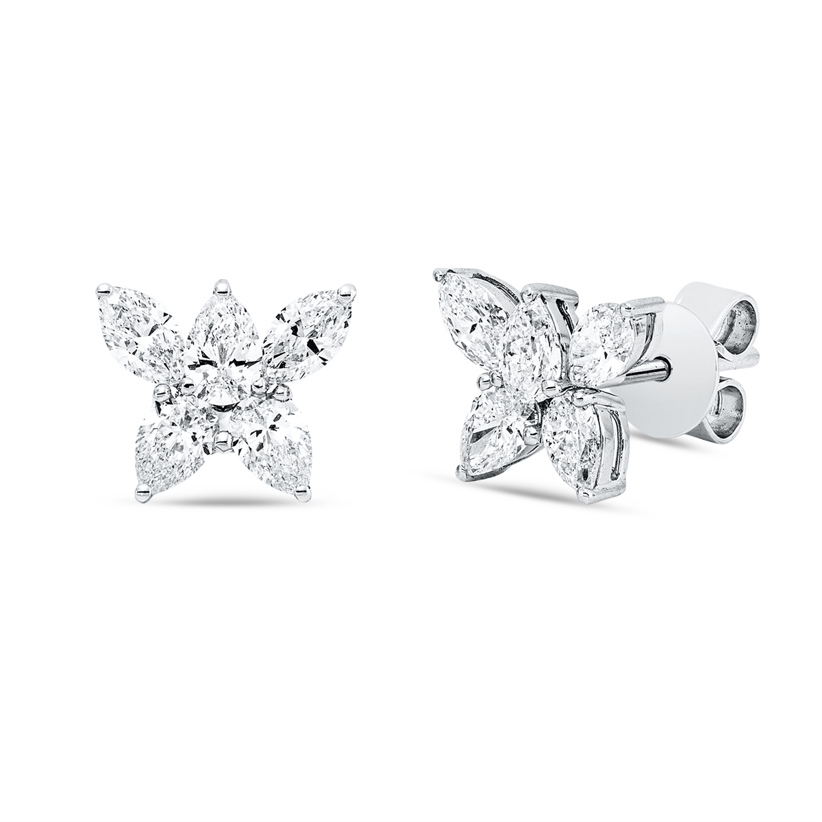 marquise modern woman studs in white gold