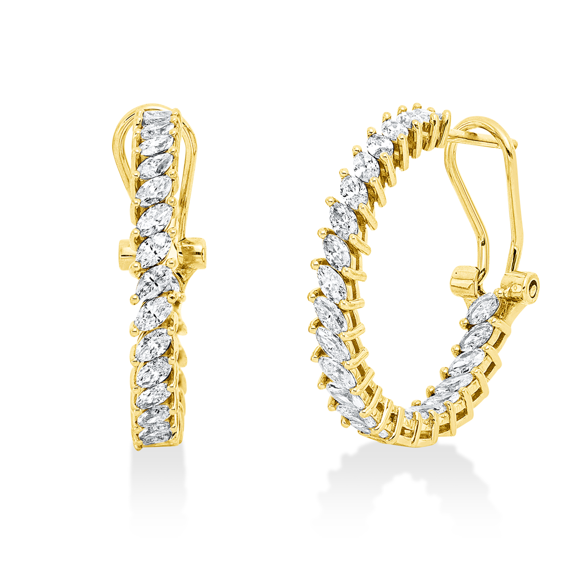 marquise exclusive hoops & huggies in yellow gold
