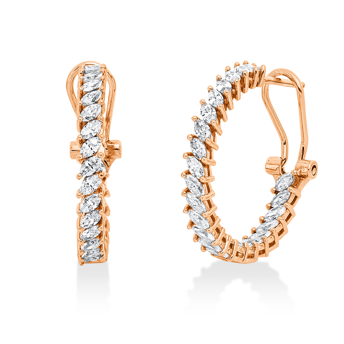 marquise exclusive hoops & huggies in red gold