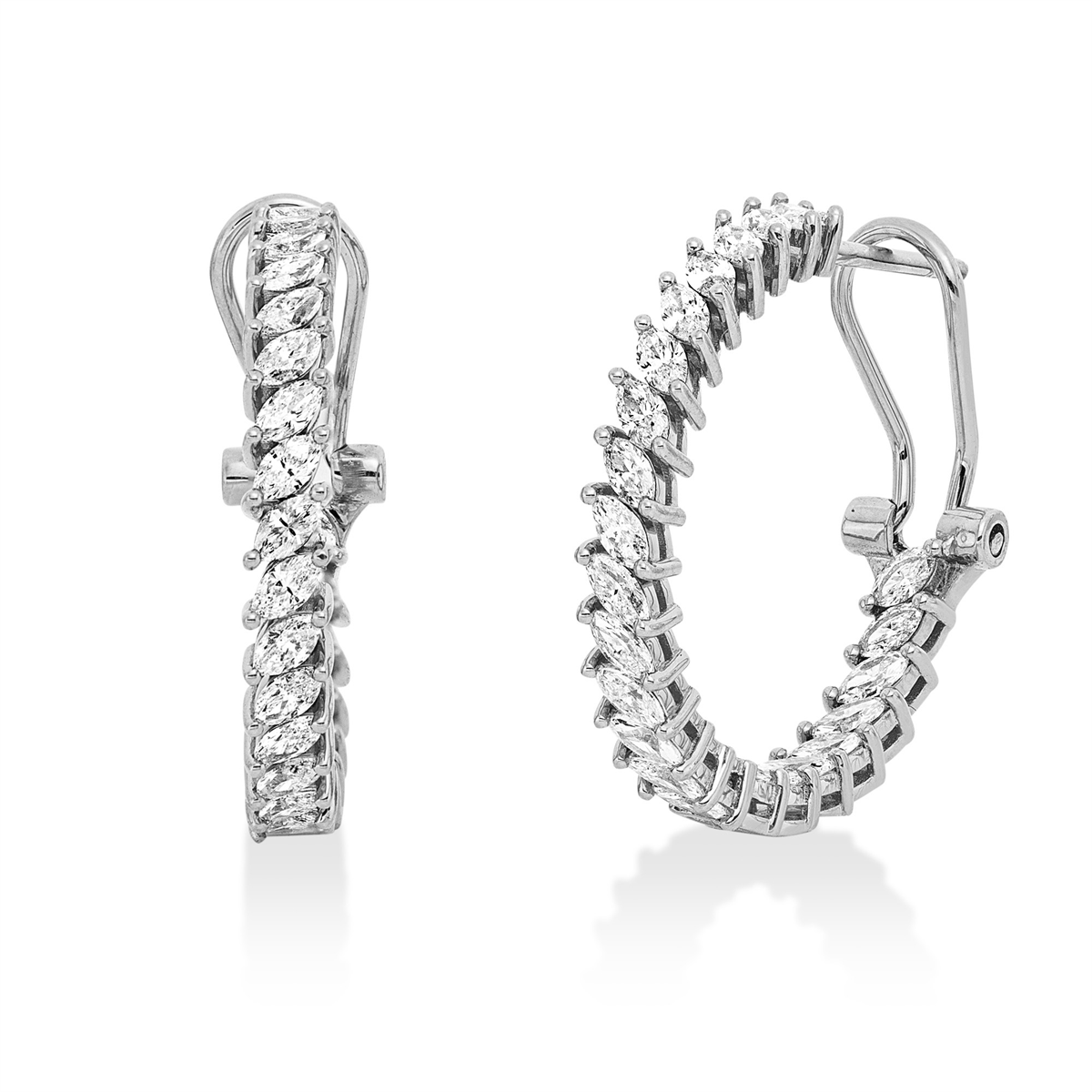 marquise exclusive hoops & huggies in white gold