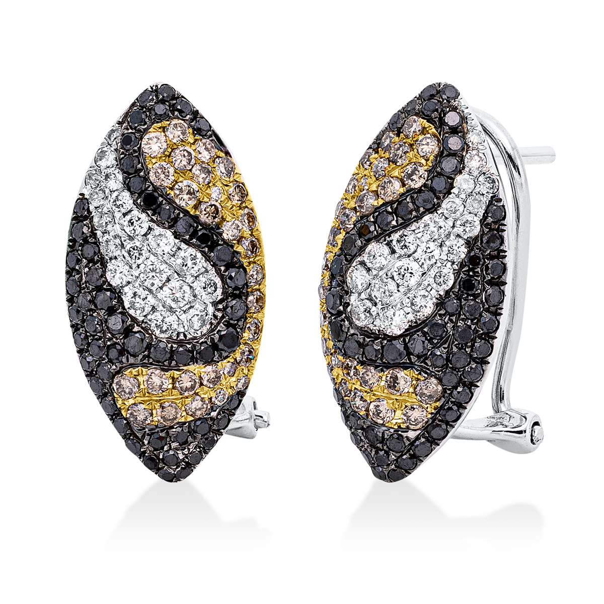 oorbellen met gekleurde diamanten - 2W132