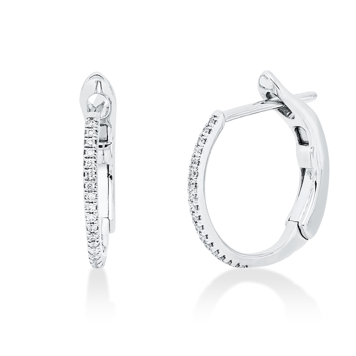 diamond full cut modern woman hoops & huggies in white gold