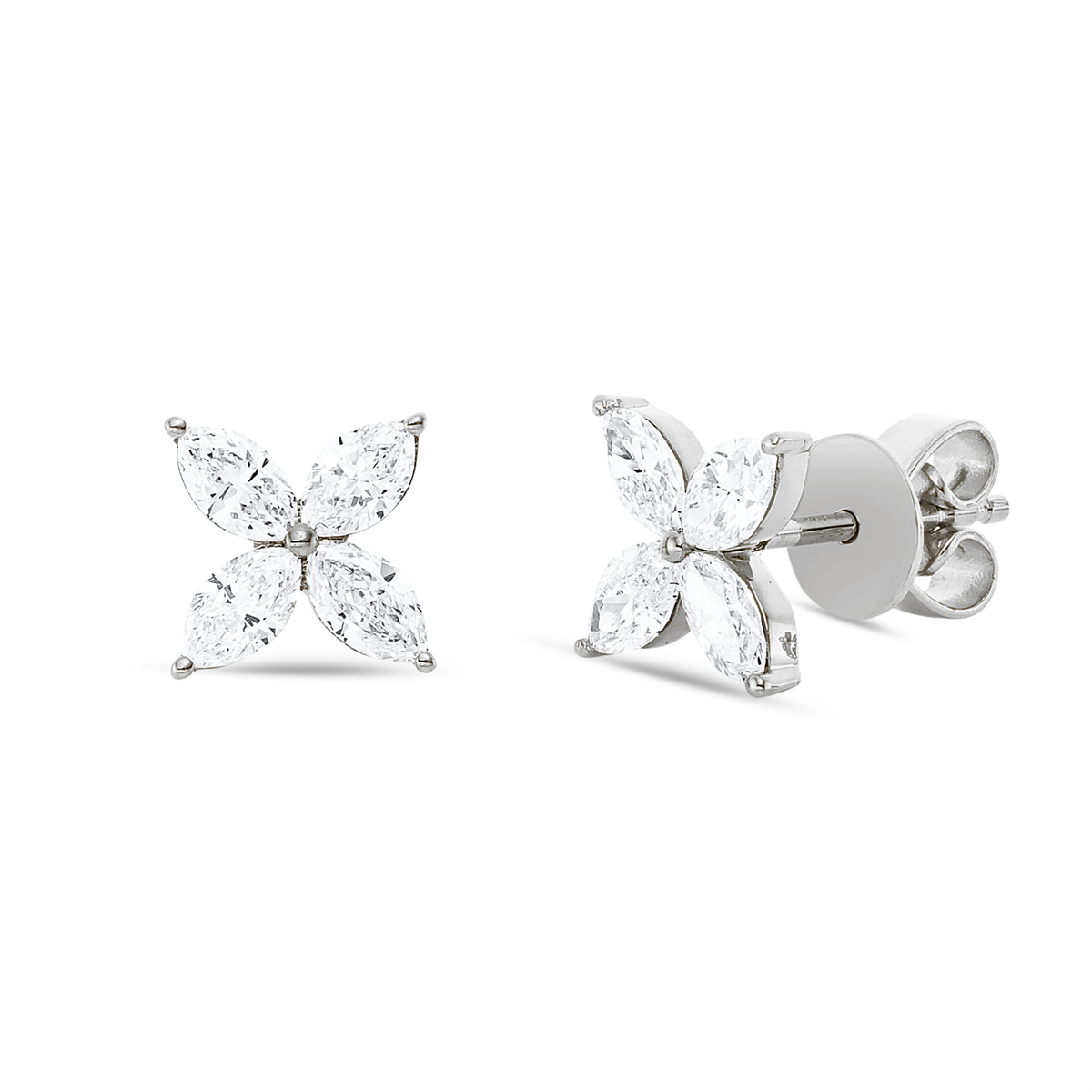 marquise modern woman studs in white gold