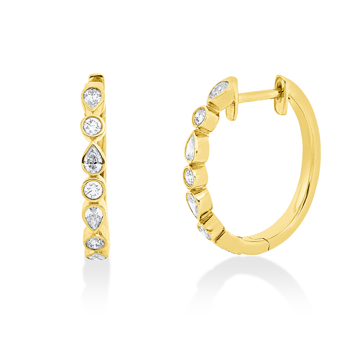 diamond full cut modern woman hoops & huggies in yellow gold