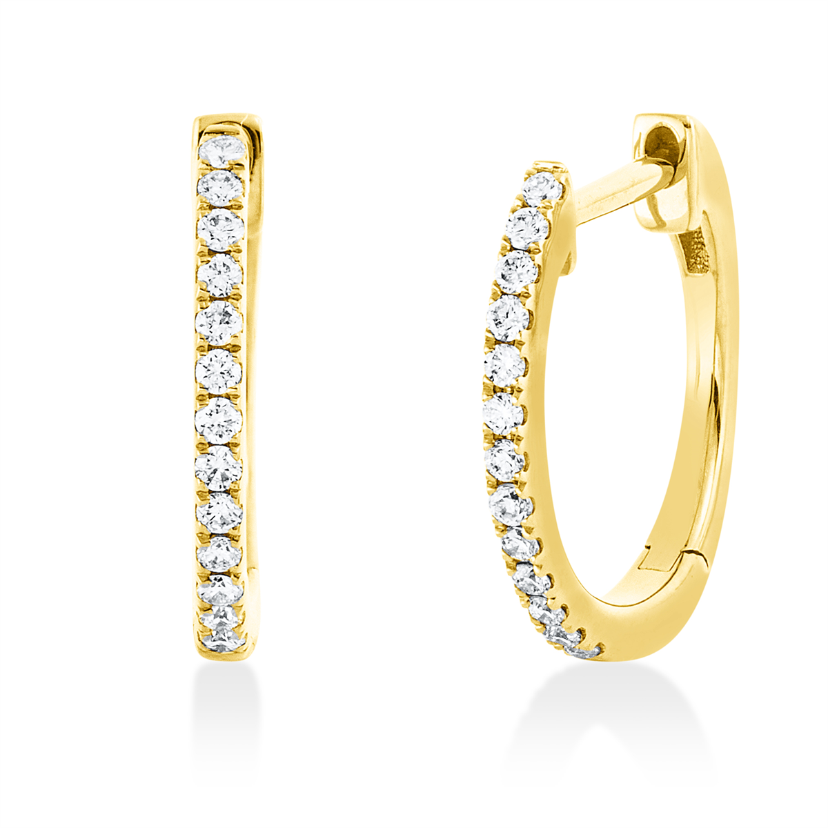 diamond full cut multi-stone hoops & huggies in yellow gold