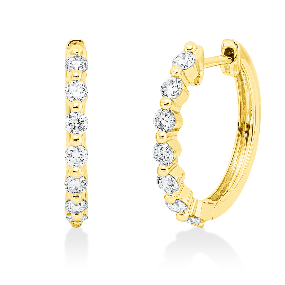 diamond full cut modern woman hoops & huggies in yellow gold