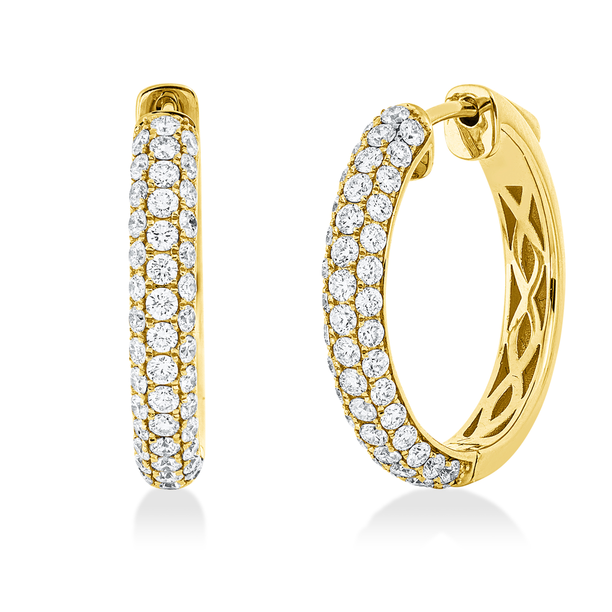 diamond full cut pavé hoops & huggies in yellow gold