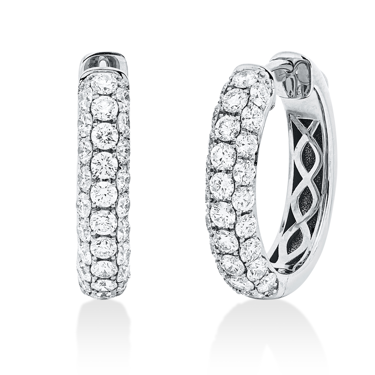 diamond full cut pavé hoops & huggies in white gold