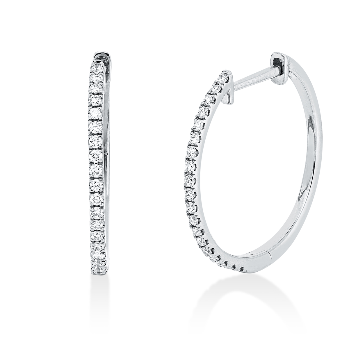 diamond full cut modern woman hoops & huggies in white gold