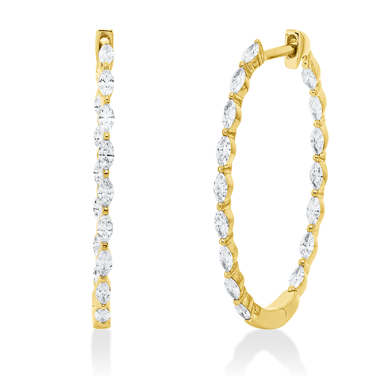 marquise modern woman hoops & huggies in yellow gold