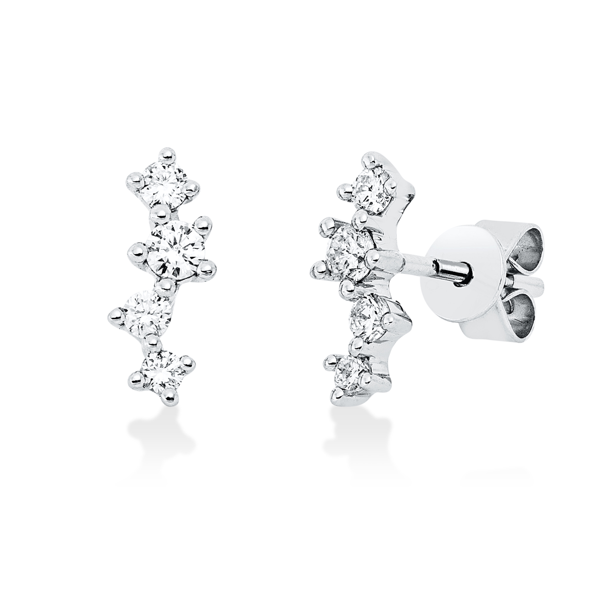 diamond full cut modern woman studs in white gold