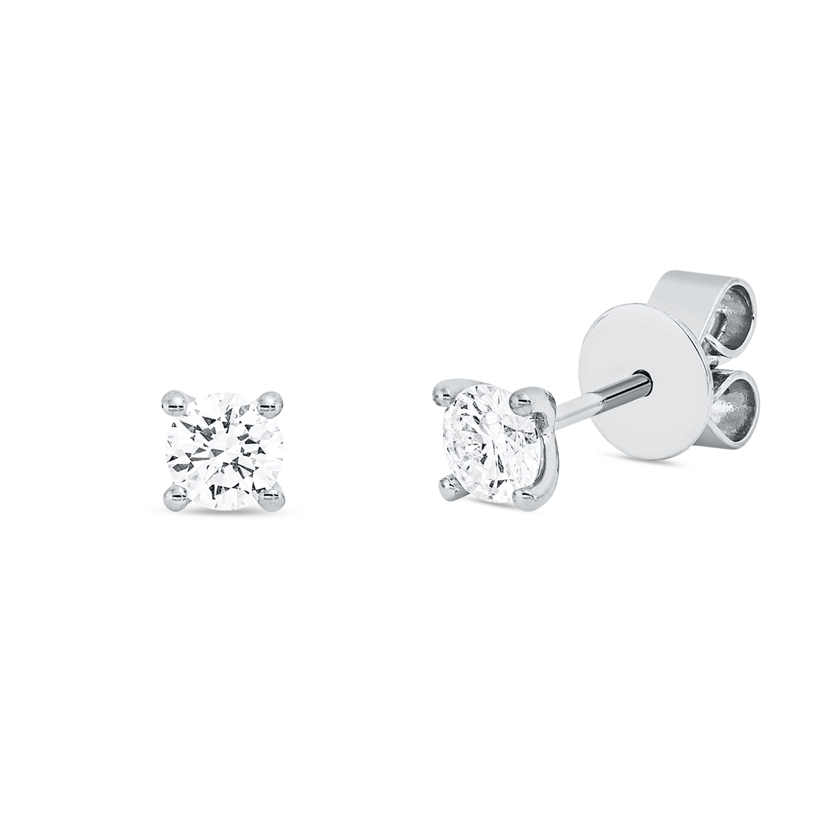 diamond full cut solitaire studs in white gold