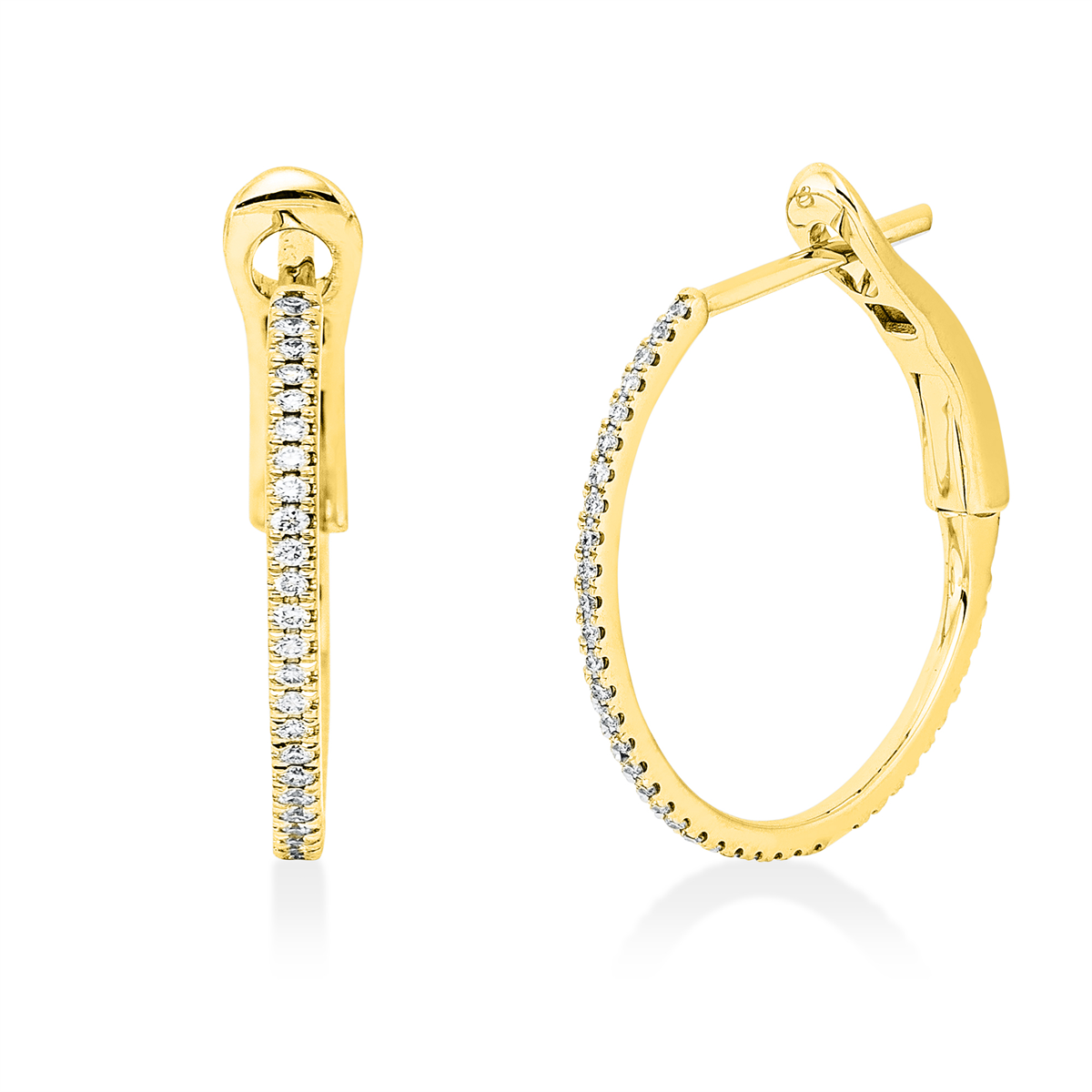 diamond full cut modern woman hoops & huggies in yellow gold