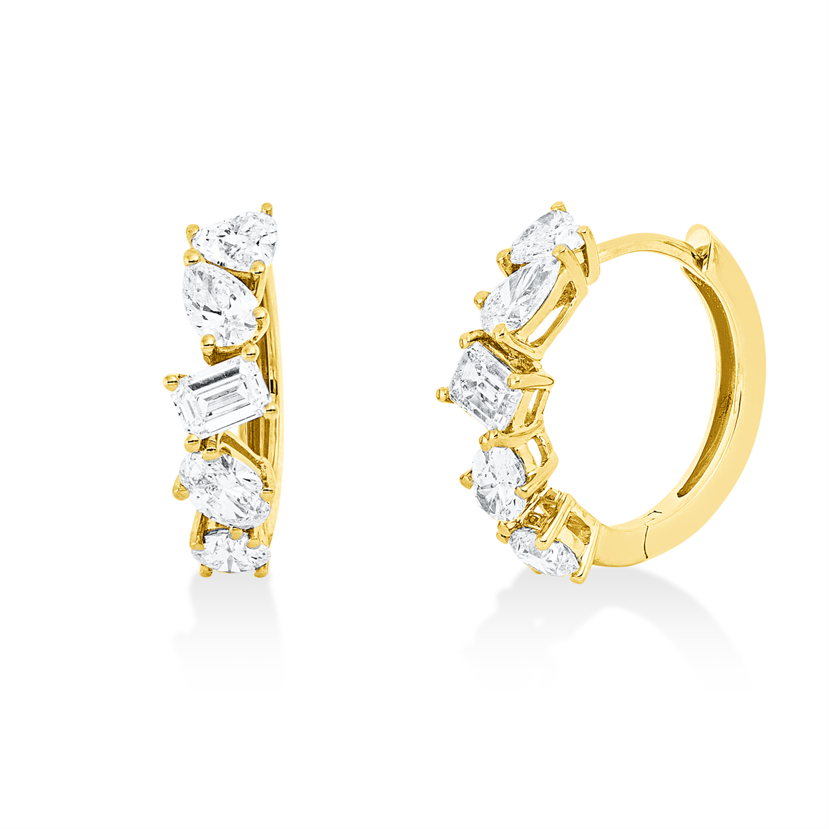 diamond full cut exclusive hoops & huggies in yellow gold