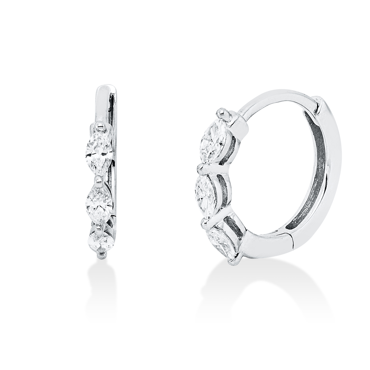 marquise modern woman hoops & huggies in white gold