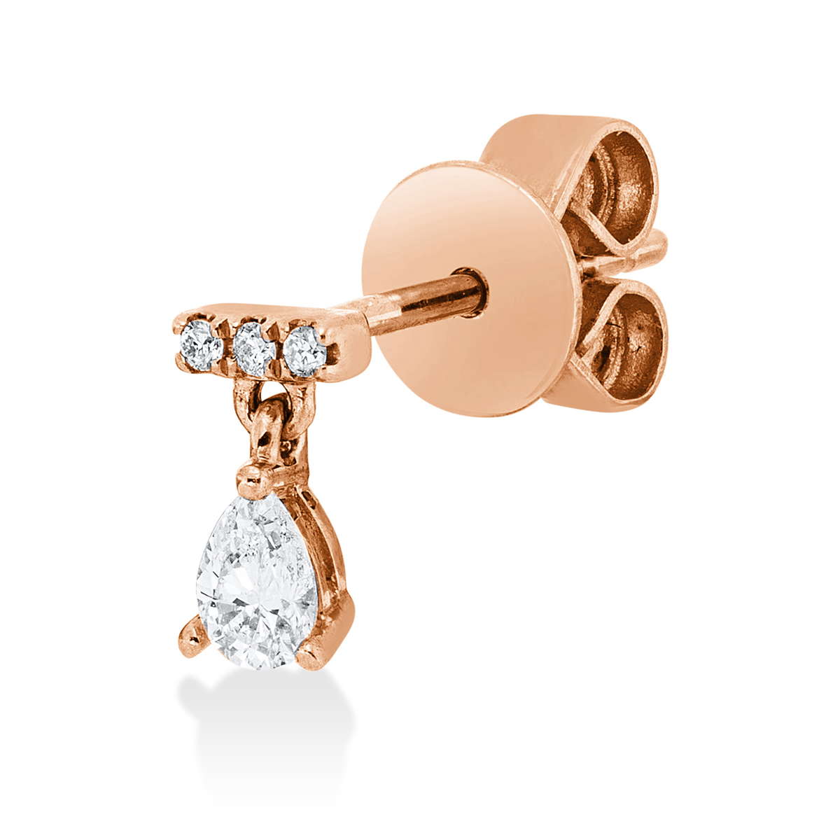 diamond full cut modern woman studs in red gold