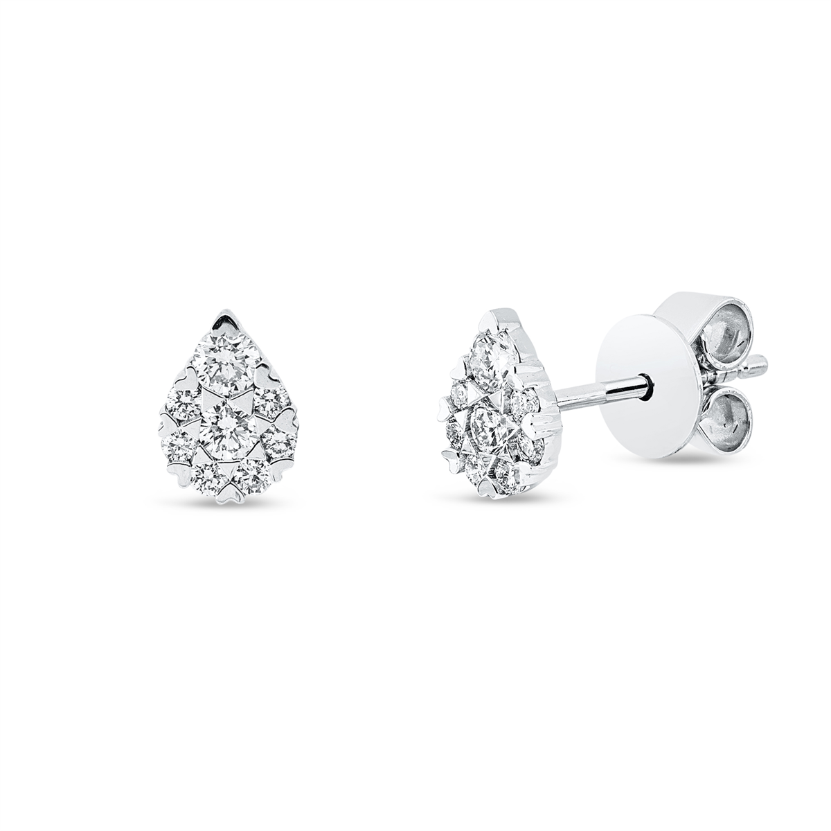 diamond full cut illusion classic studs in white gold