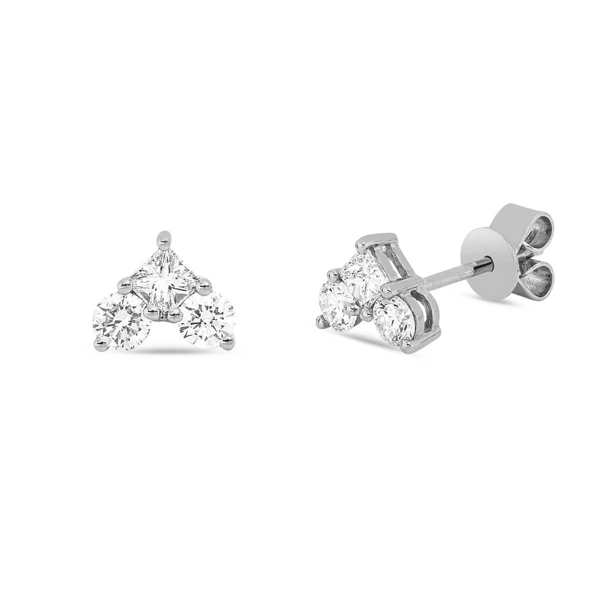 diamond full cut modern woman studs in white gold