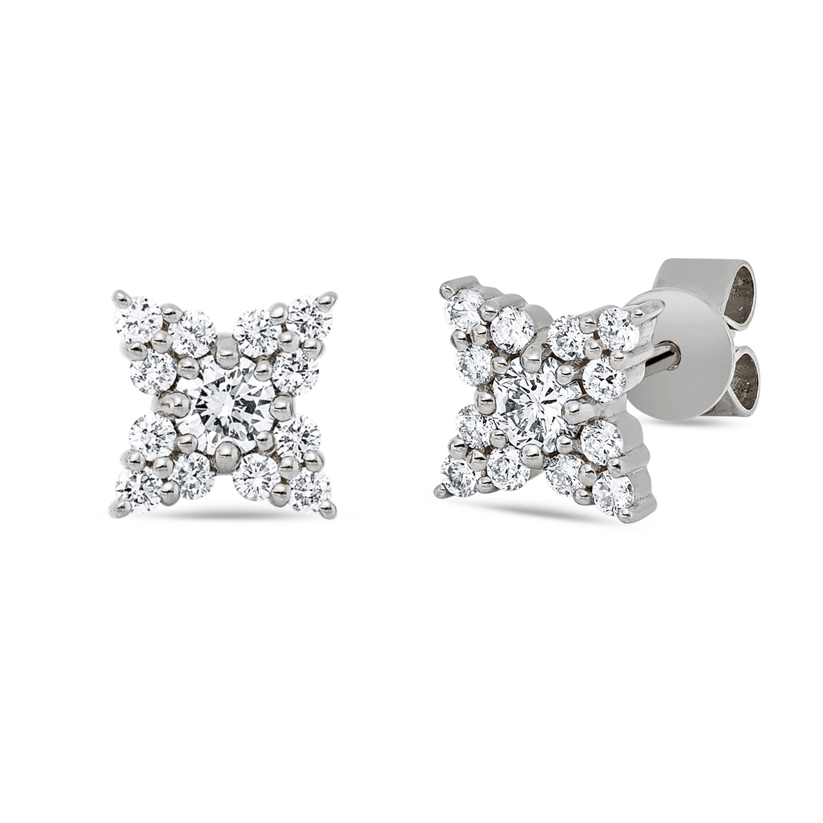 diamond full cut modern woman studs in white gold
