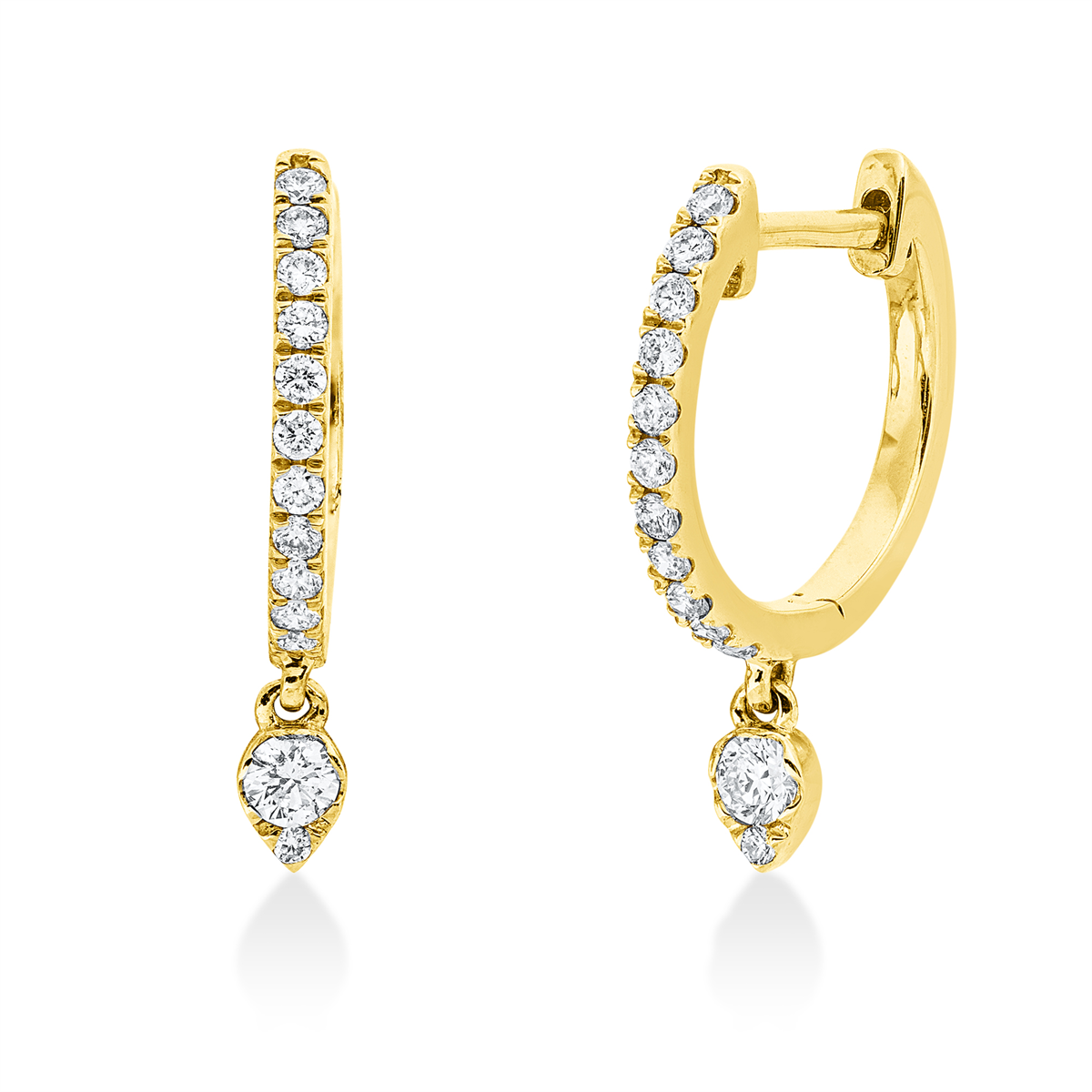 diamond full cut modern woman hoops & huggies in yellow gold