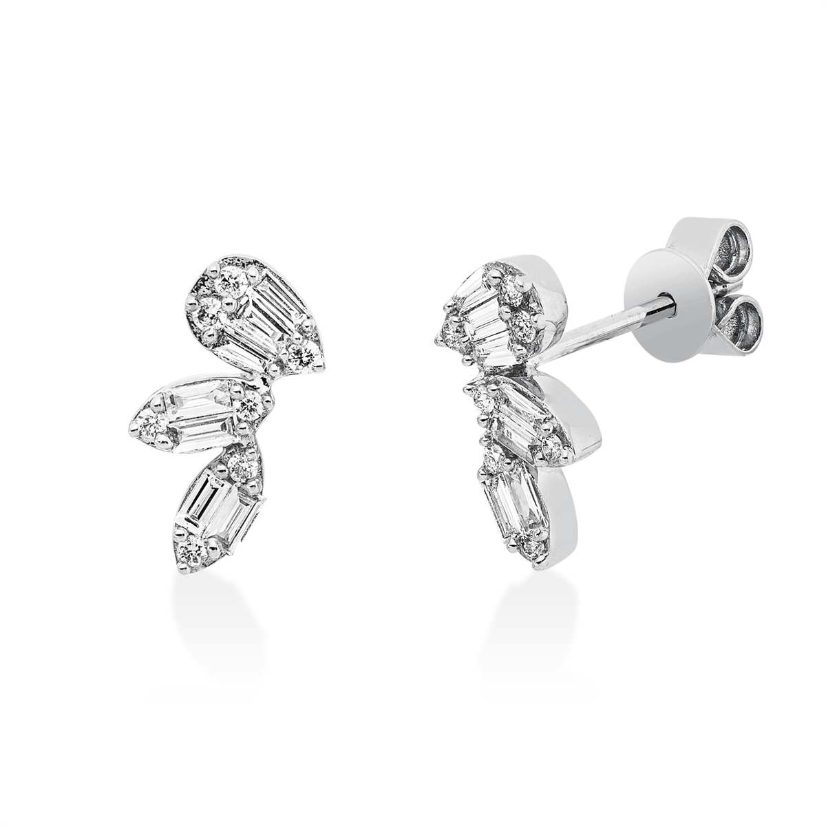 diamond full cut baguette studs in white gold