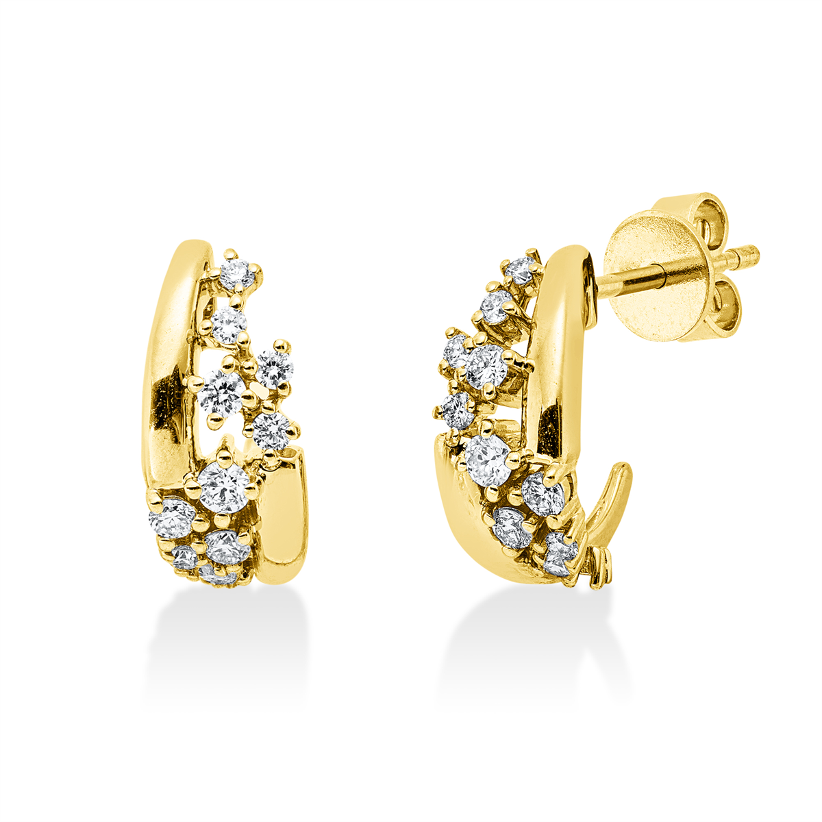 diamond full cut modern woman studs in yellow gold
