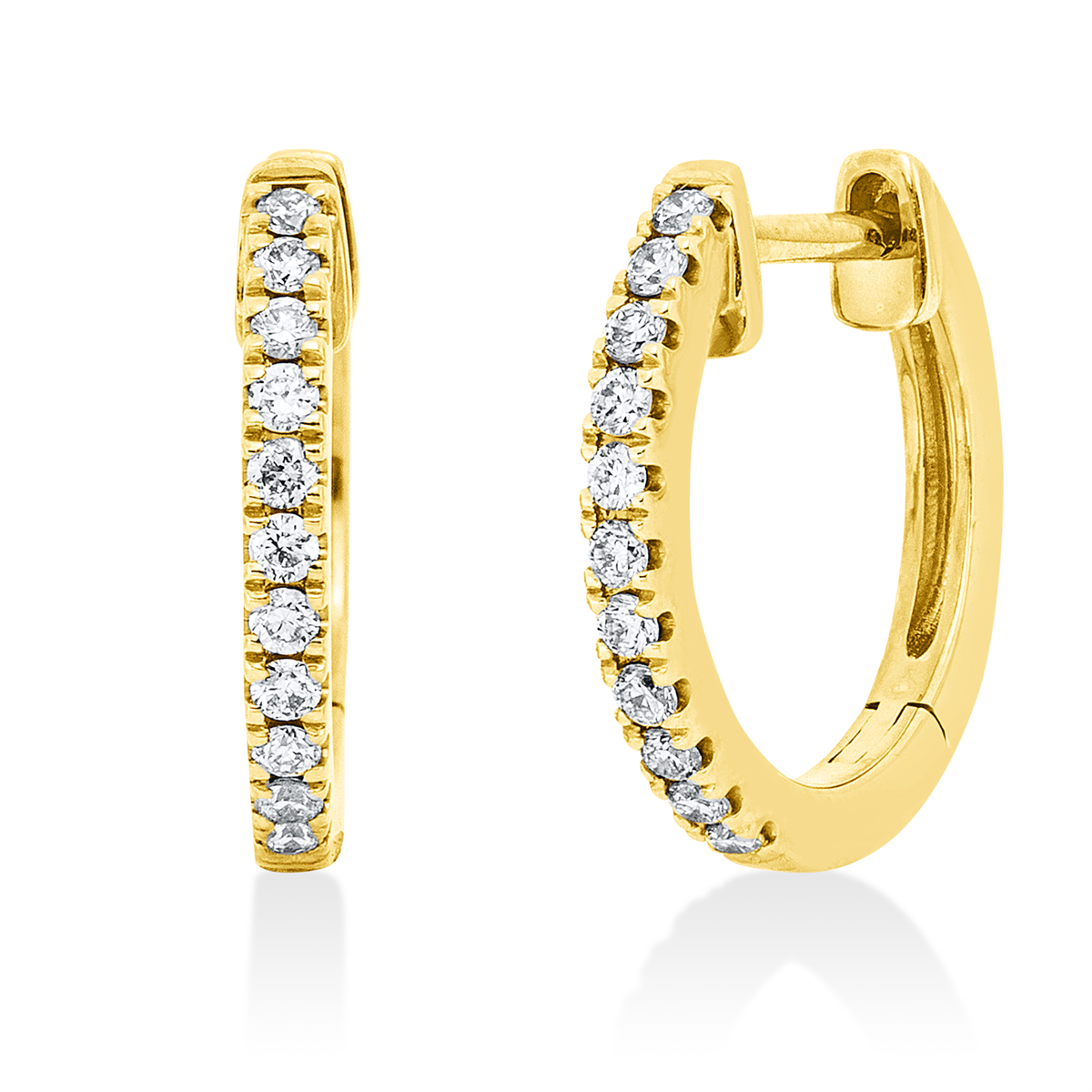 diamond full cut modern woman hoops & huggies in yellow gold