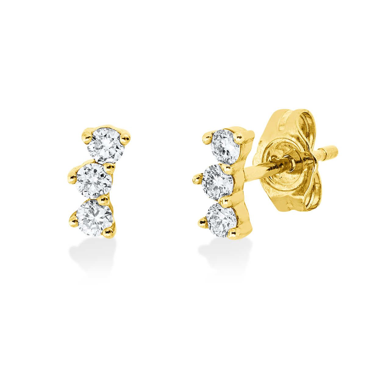 diamond full cut modern woman studs in yellow gold