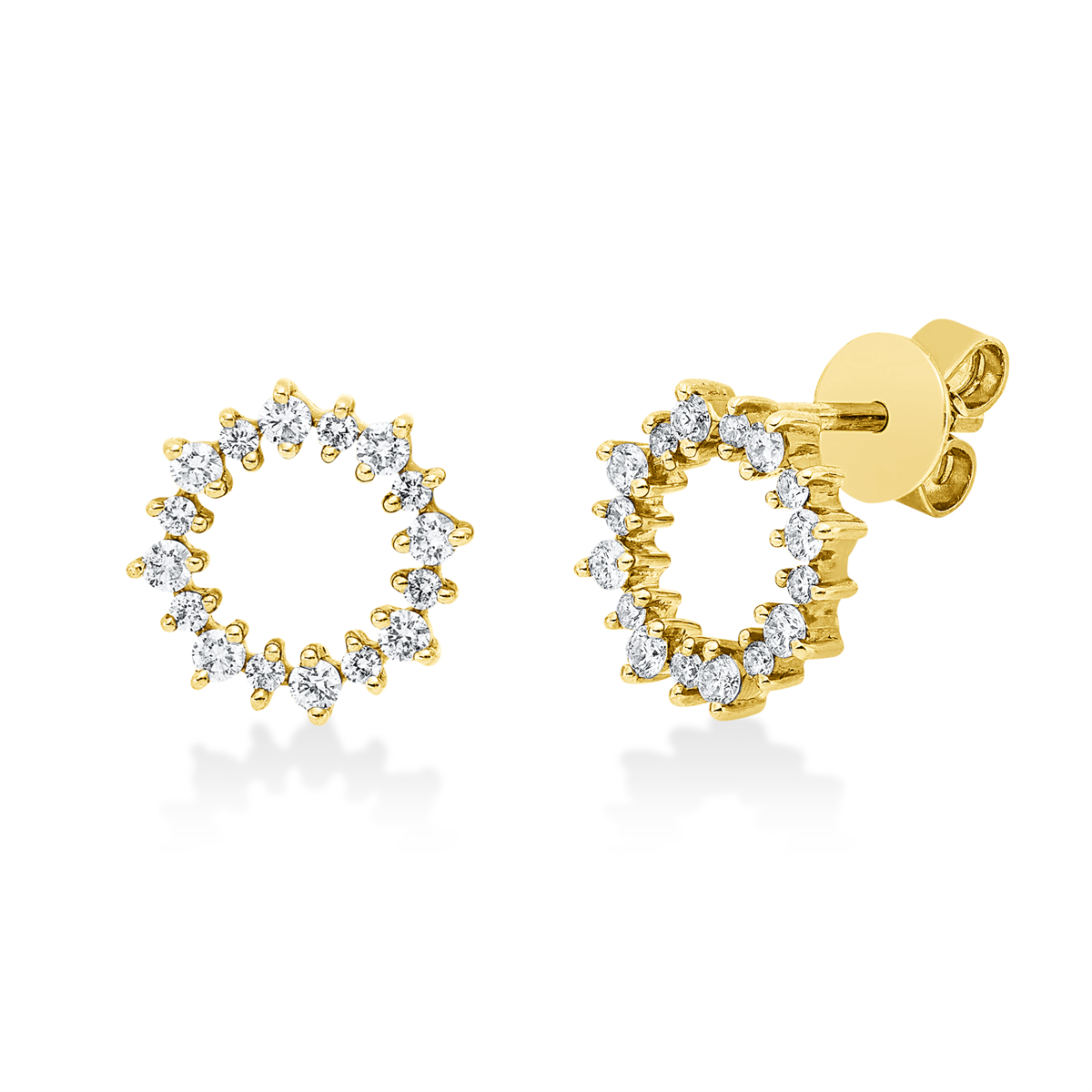 diamond full cut modern woman studs in yellow gold