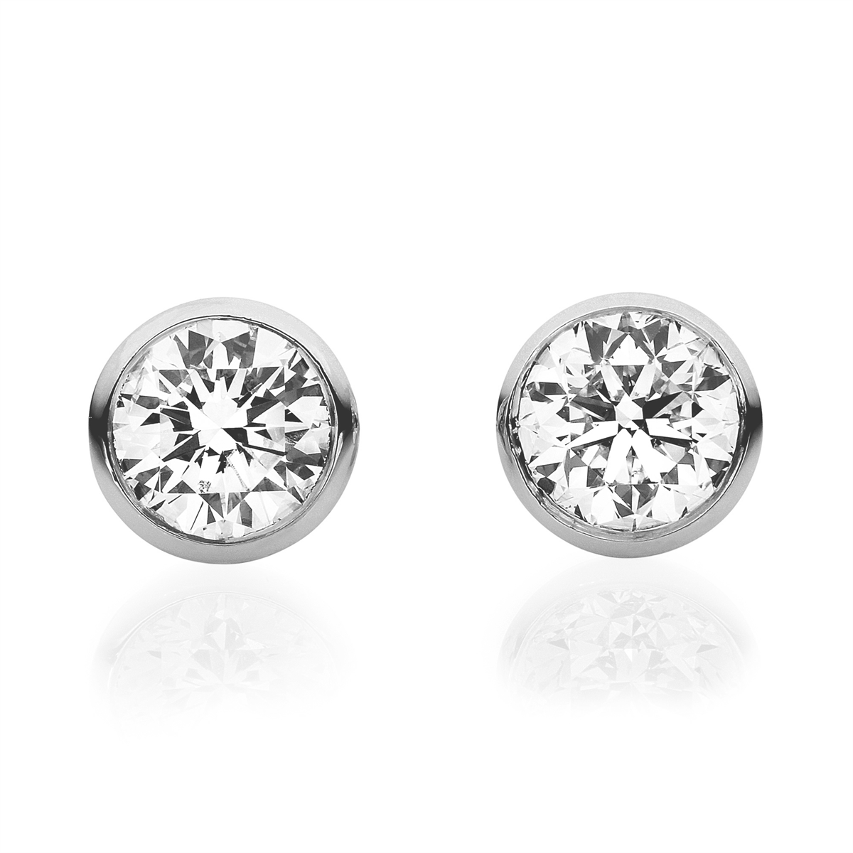 diamond full cut solitaire studs in white gold