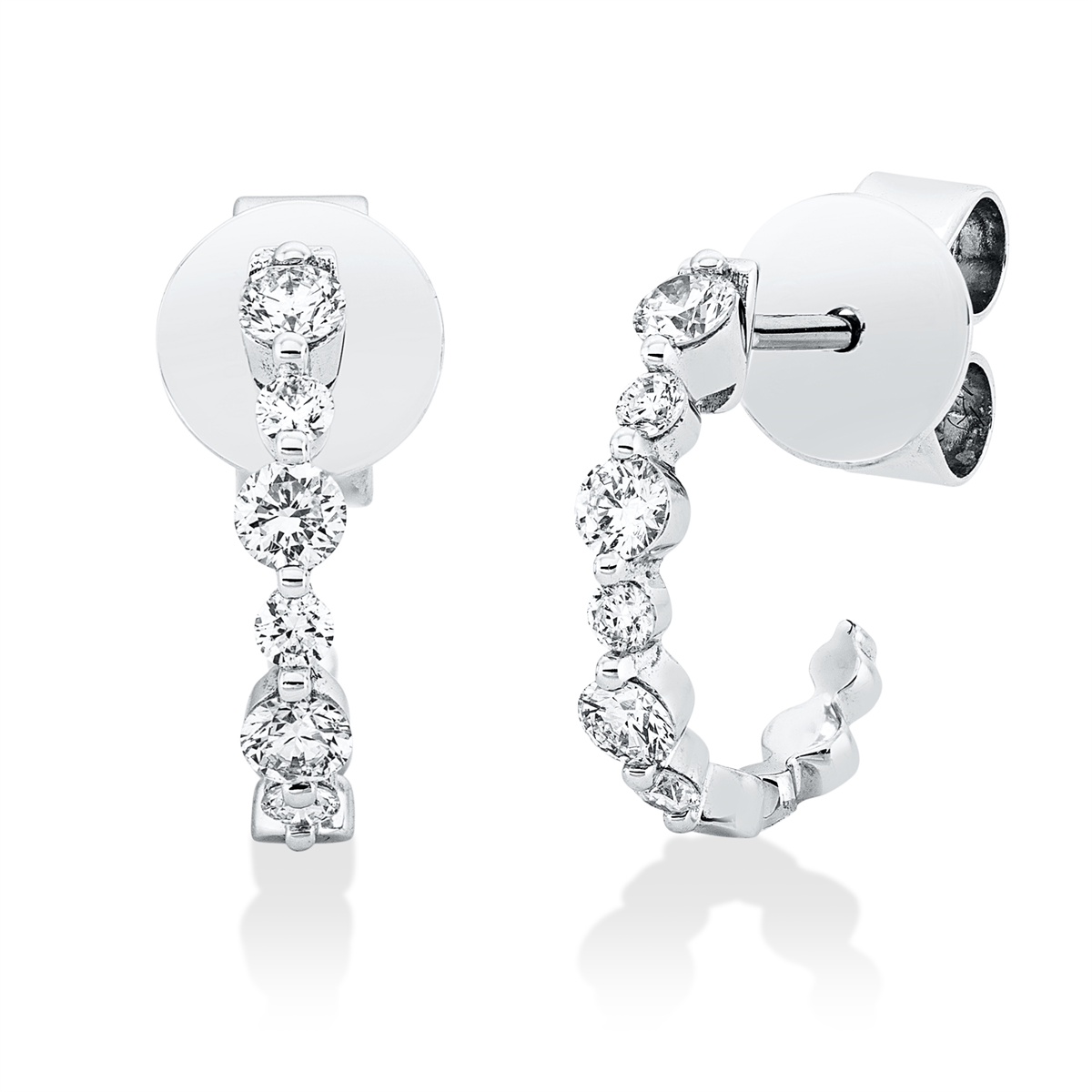 diamond full cut modern woman studs in white gold