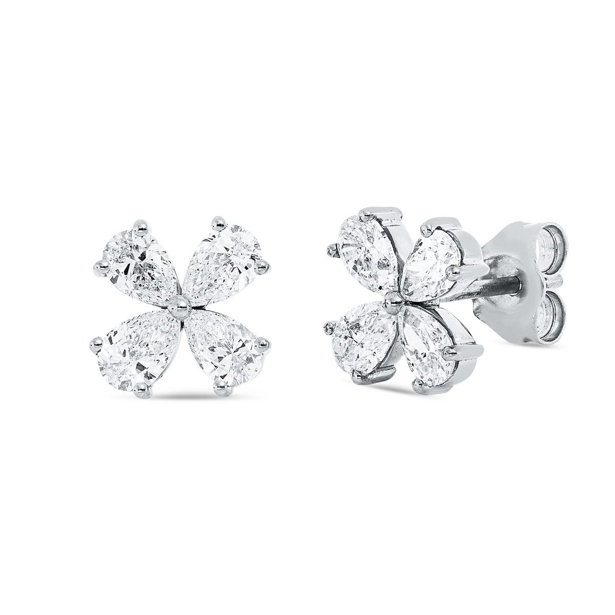 pear shape modern woman studs in white gold