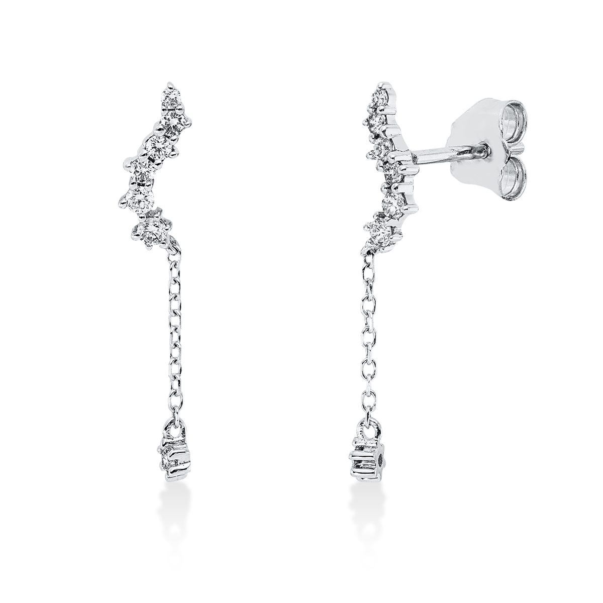 diamond full cut modern woman studs in white gold