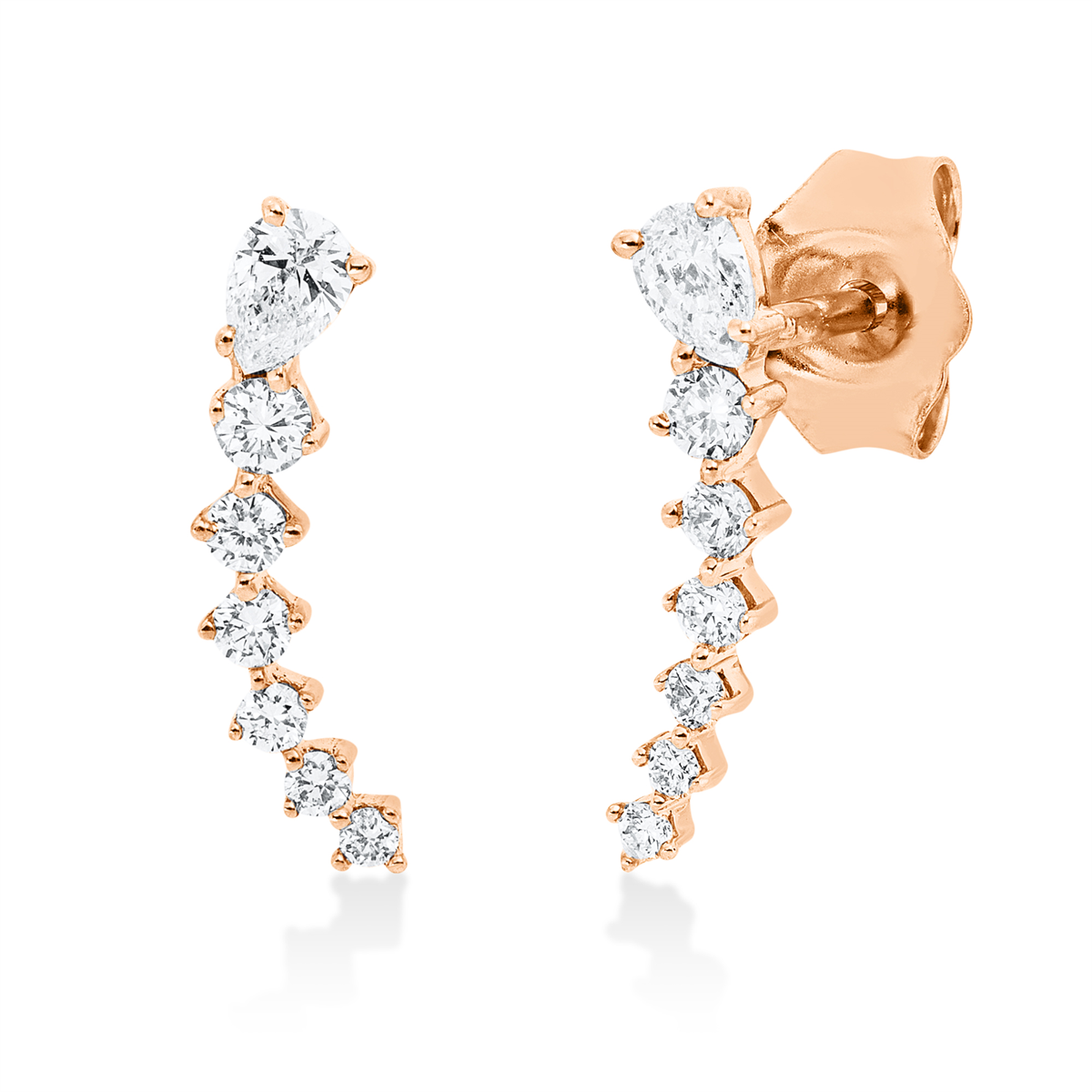 diamond full cut modern woman studs in red gold