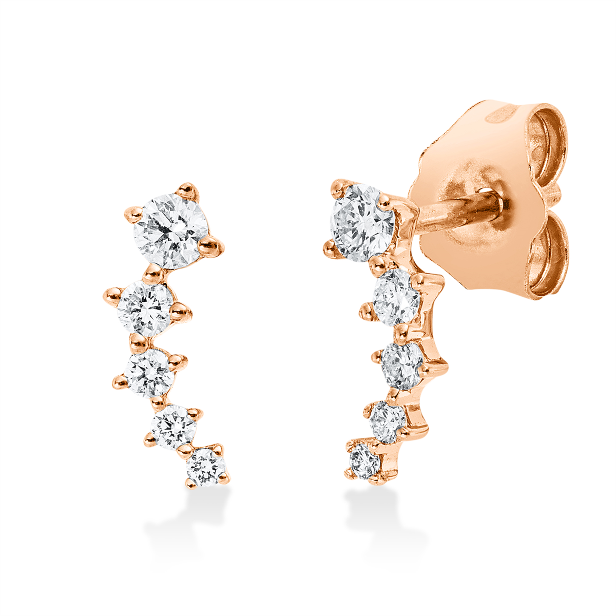 diamond full cut modern woman studs in red gold