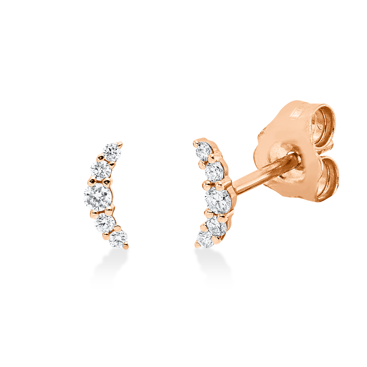 diamond full cut modern woman studs in red gold