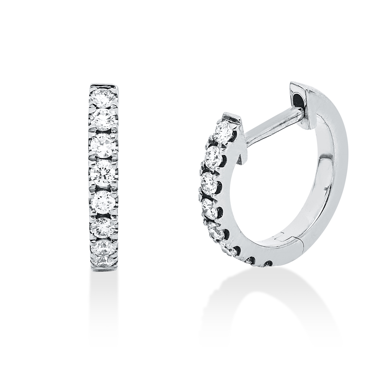 diamond full cut modern woman hoops & huggies in white gold