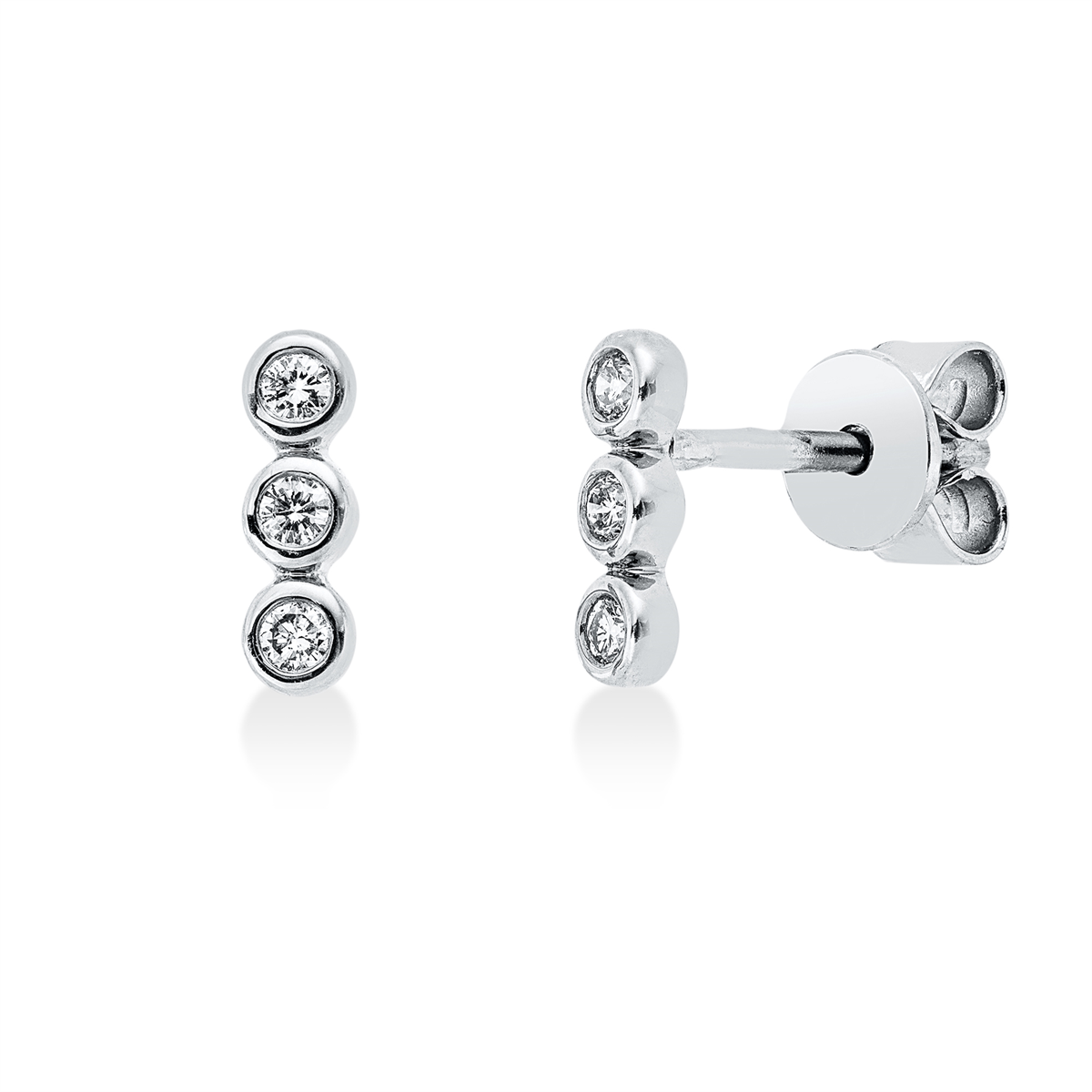 diamond full cut modern woman studs in white gold