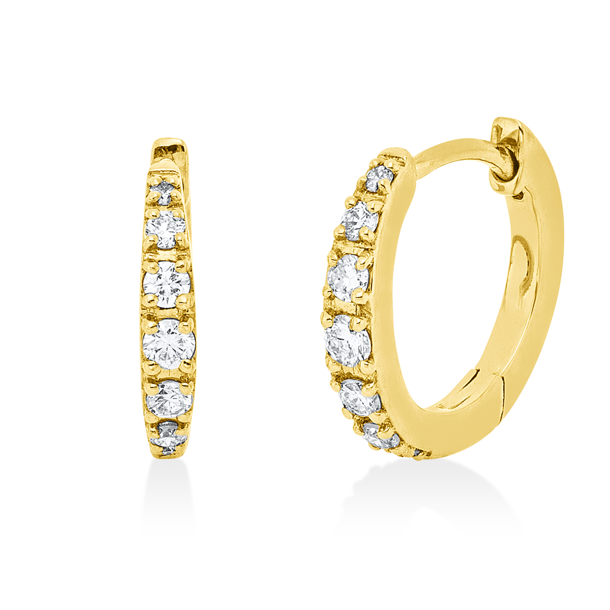 diamond full cut multi-stone hoops & huggies in yellow gold