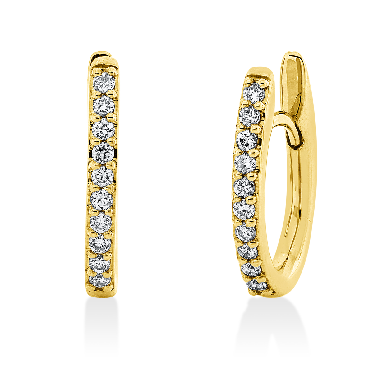 diamond full cut modern woman hoops & huggies in yellow gold