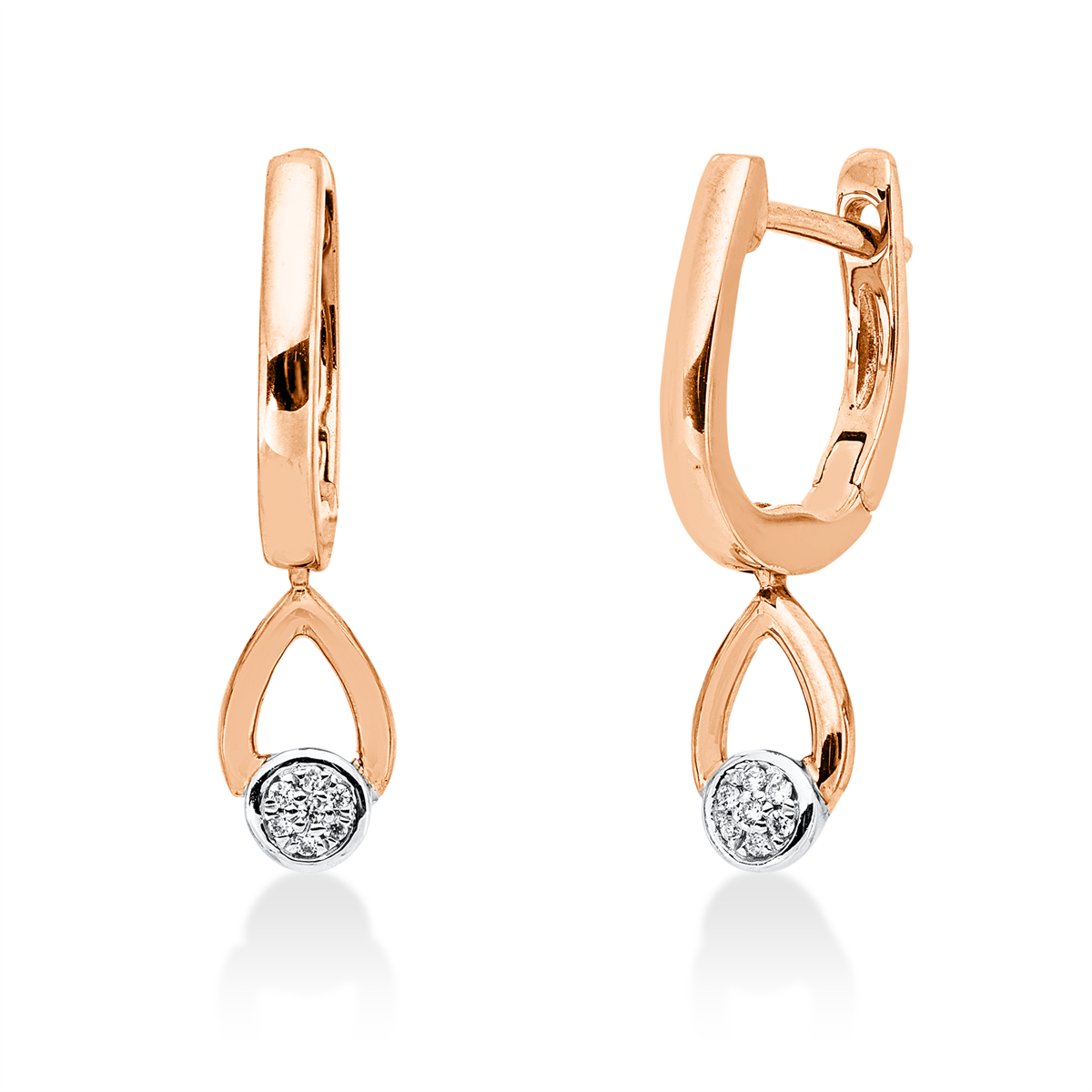 diamond full cut illusion classic hoops & huggies in red gold / white gold