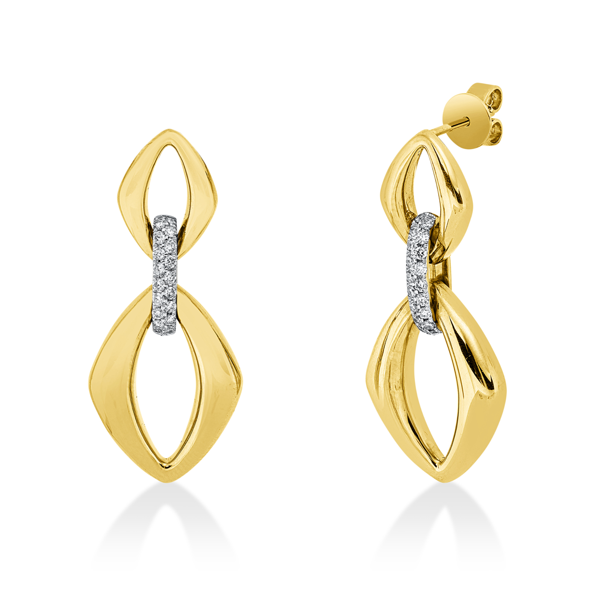 diamond full cut modern woman earrings in yellow gold / white gold