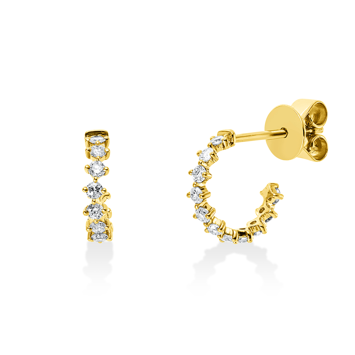 diamond full cut modern woman studs in yellow gold