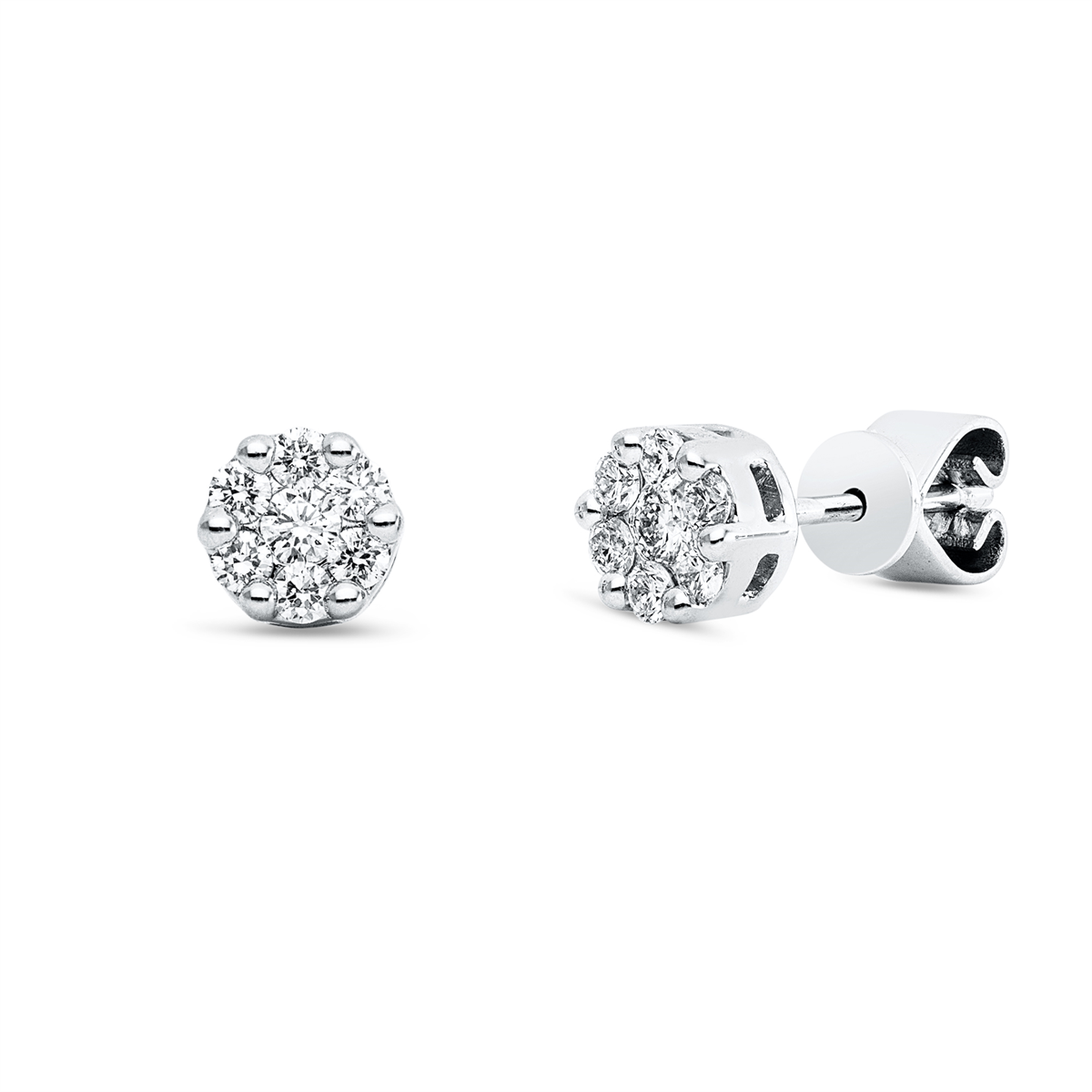 diamond full cut illusion classic studs in white gold