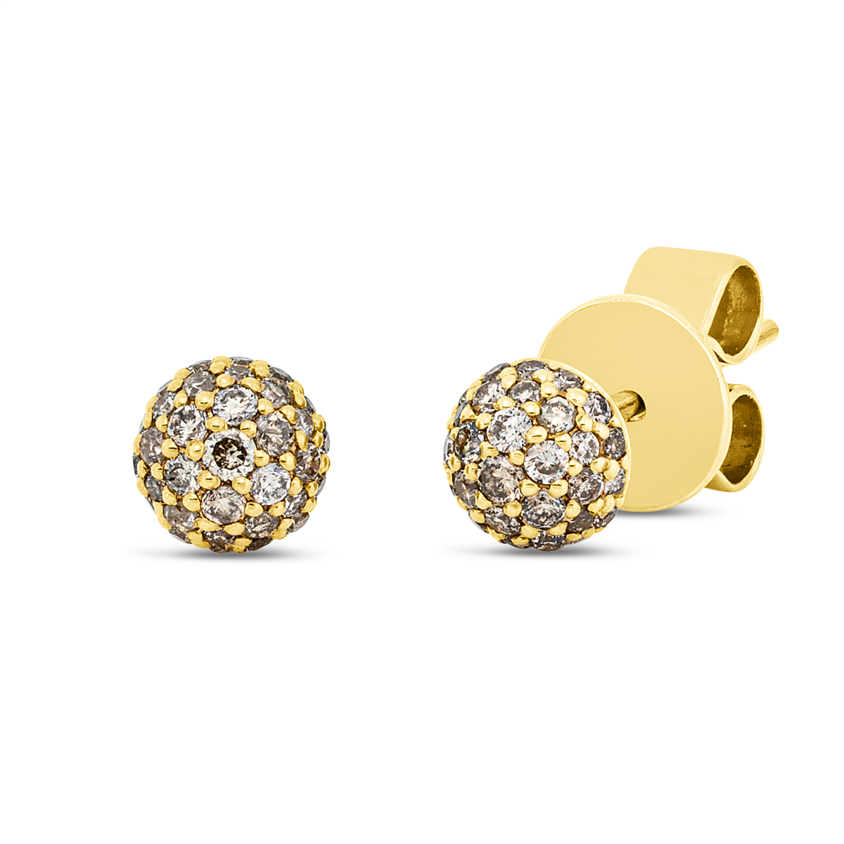 diamond full cut pavé studs in yellow gold