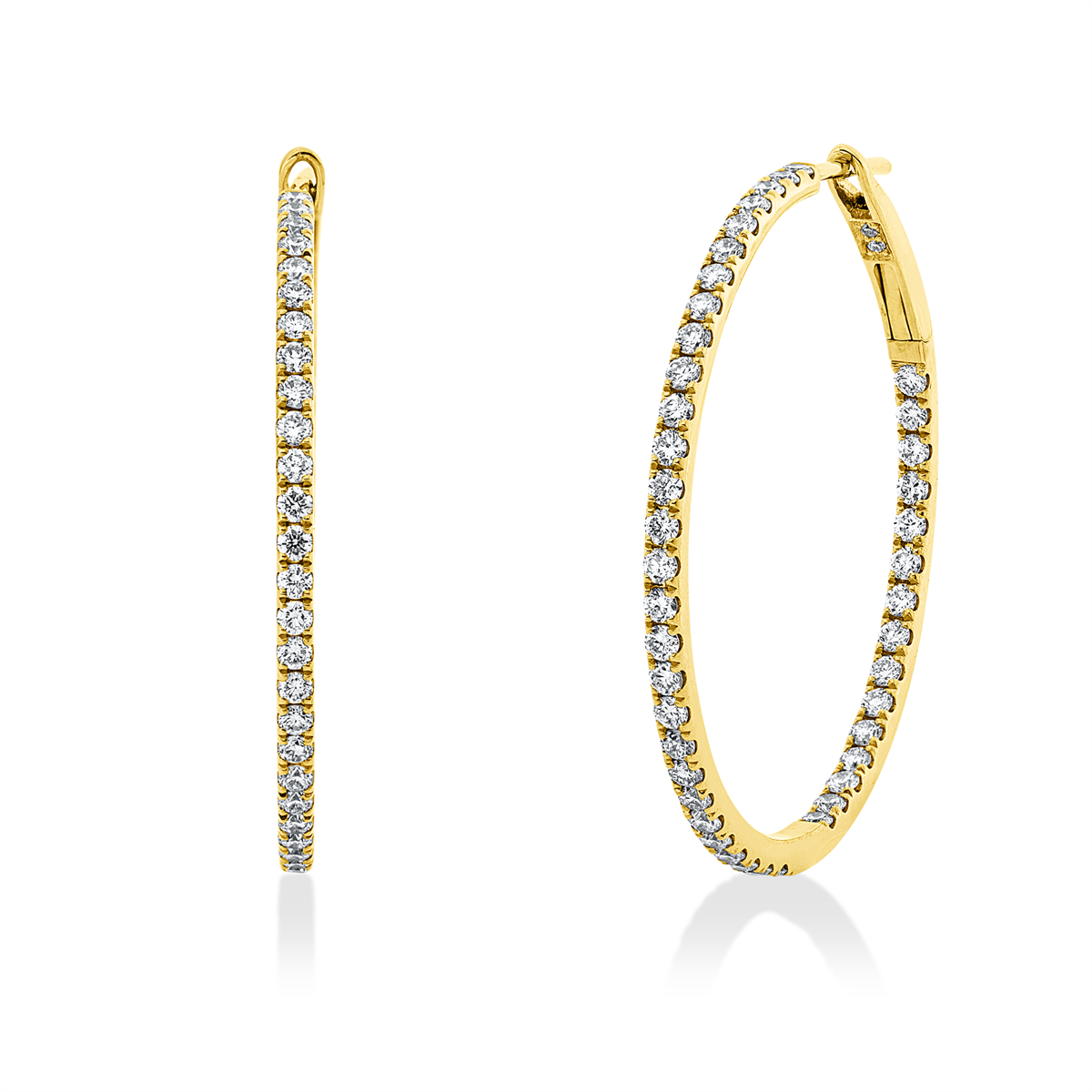 diamond full cut modern woman hoops & huggies in yellow gold