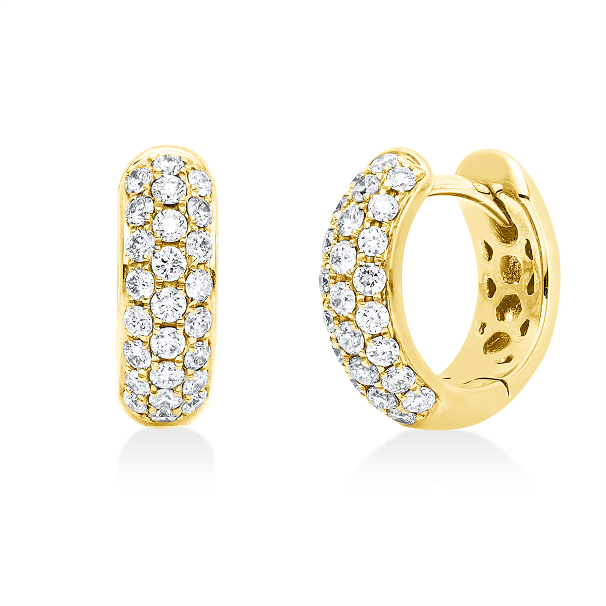 diamond full cut multi-stone hoops & huggies in red gold